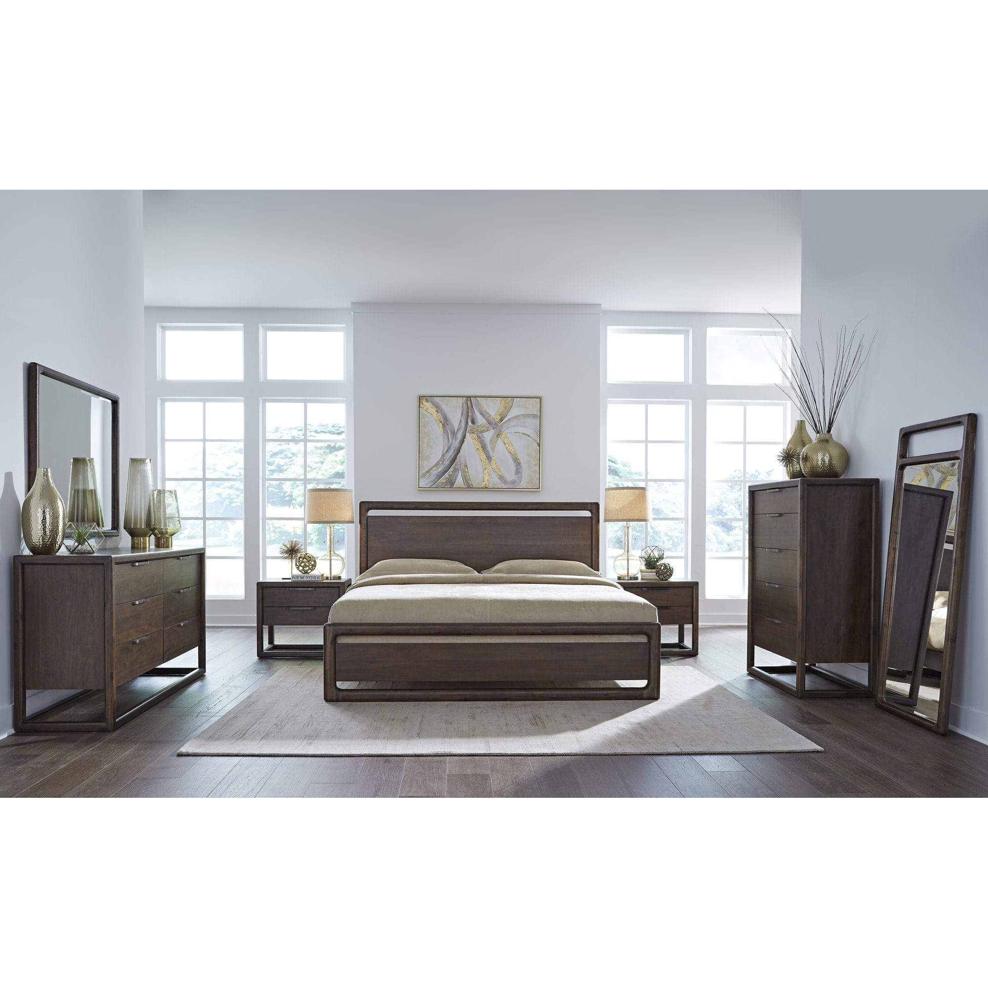 Rosy Rosyid Wood Platform Bed, California King
