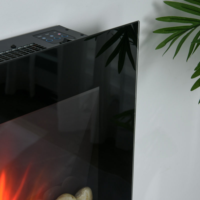 Herakleitos Black Electric Fireplace with 5118 BTU, 15.75" H x 28.5" W x 4.5" D