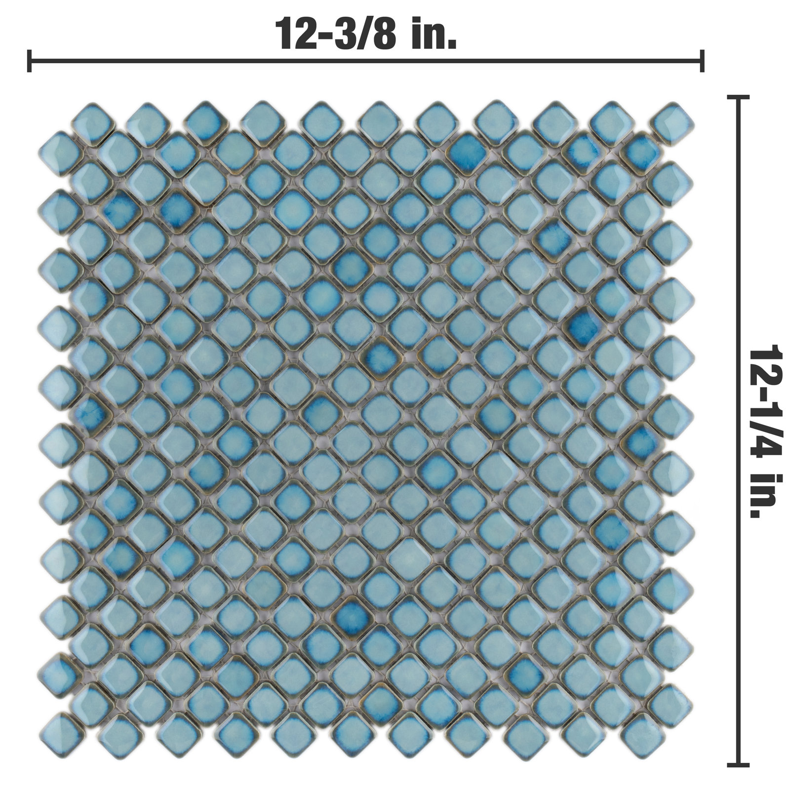 Hudson Diamond 12-1/4 " x 12-3/8 " Porcelain Mosaic Floor & Wall Tile, Marine