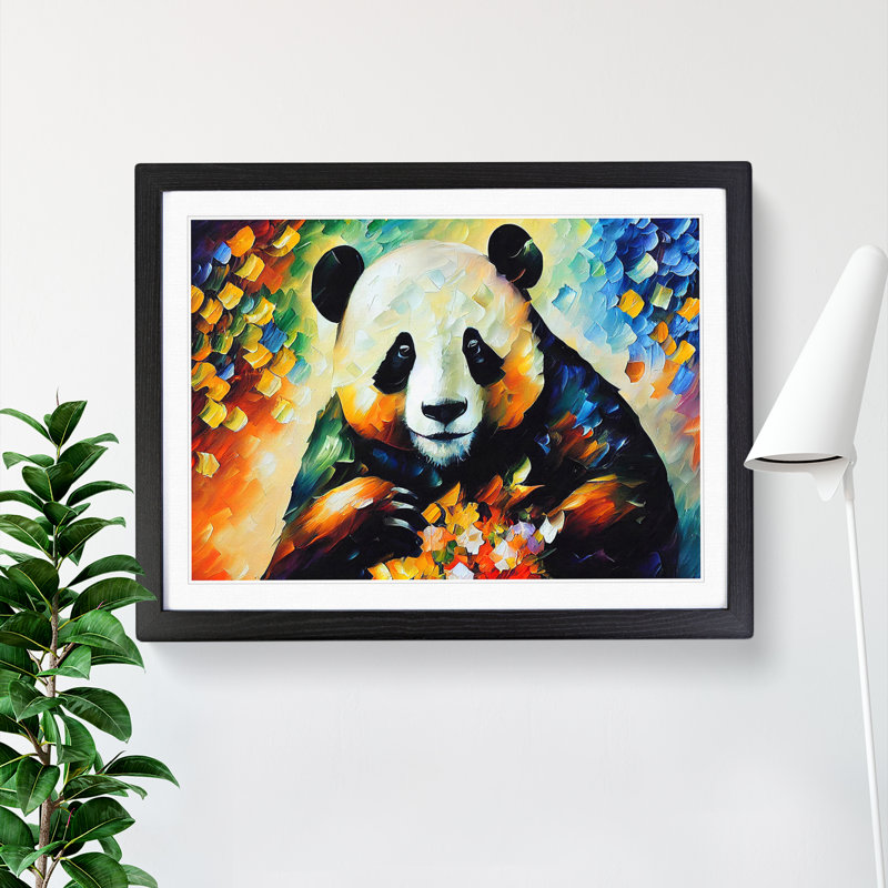 XH1022-6776X Panda Vol.1 - Single Picture Frame Painting, Black Framed, 46cm H x 64cm W x 2cm D