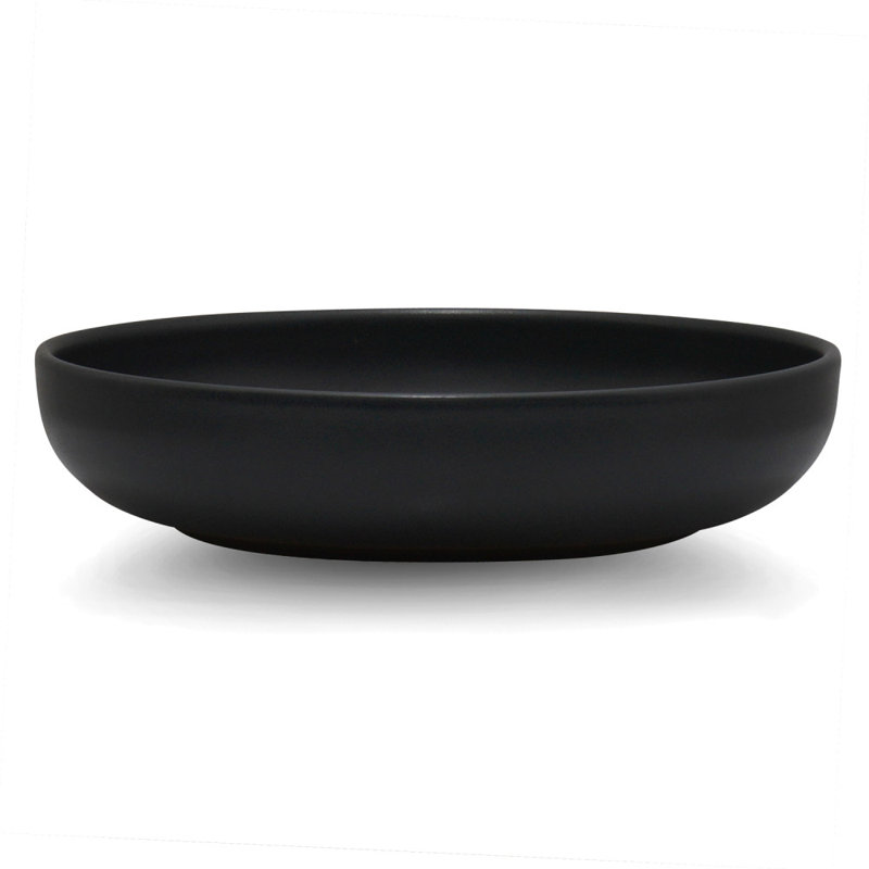 Habraham 4 Piece Stoneware Pasta Bowl Set, Black