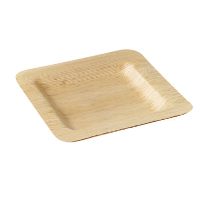 Restaurantware-Bambuddha 4.7 x 4.7 Inch Bamboo Plates, 100 Durable Appetizer Plates - Greaseproof, Square Shaped, Bamboo Disposable Plates, With Raised Sides, For Appetizers Or Desserts
