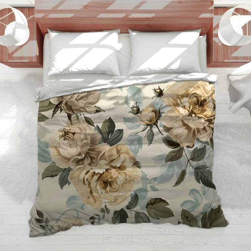Housse de couette botanique Yellow Flowers Bedding, Housse de couette pour très grand lit