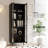 94.4" W Glass Book Cabinet Storage Bookcase, White-1080129752