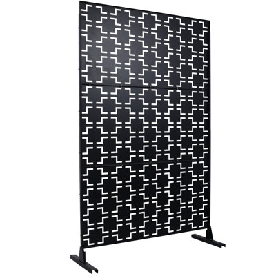 Clôture d'intimité en métal H 76 po en métal - Ajoute aux espaces de remise en forme un écran intérieur et extérieur noir qui crée un espace isolé et autoportant pour la terrasse, le patio et le jardin