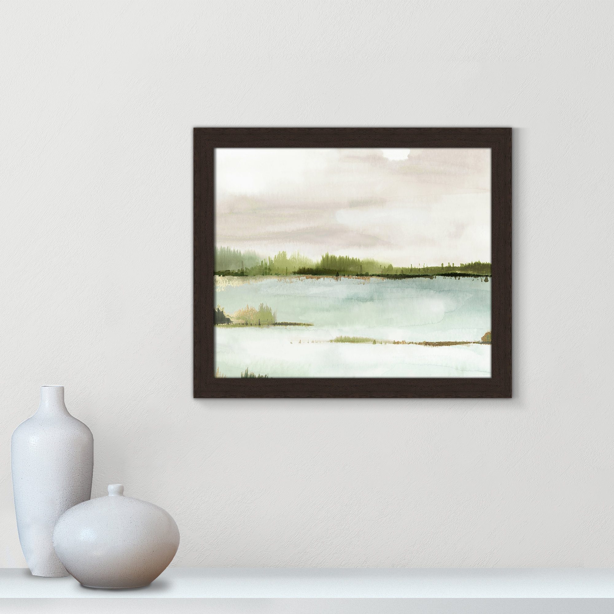 Silent Lake, Walnut Framed, 17" H x 20" W x 1.12" D