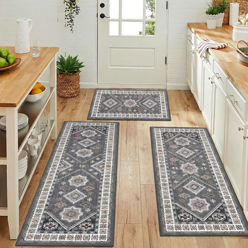Ensemble de tapis et de tapis de cuisine antidérapants 3 pièces Boho