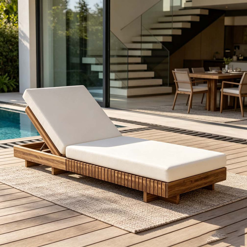 Chaise longue d'extérieur avec dossier réglable à 6 positions