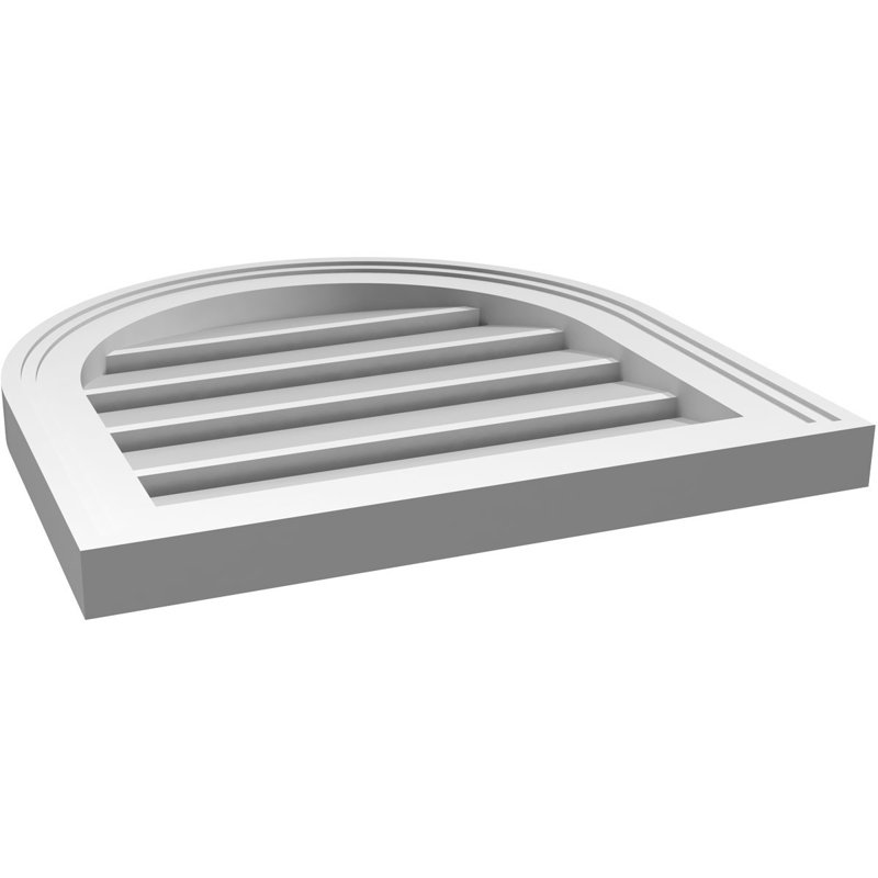 Round Top Surface Mount Signature Urethane Functional Gable Vent, Primed Tan, 18" H x 18" W x 1.5" D