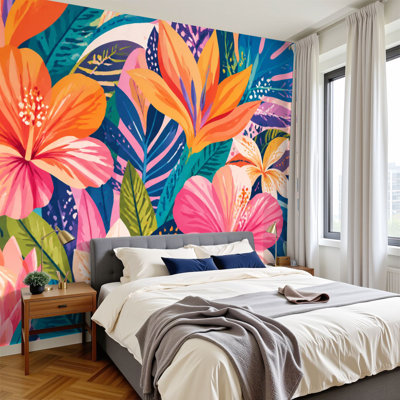 Papier peint adhésif auto-adhésif moderne pour la chambre à coucher L 69 "x l 96" Peel and Stick