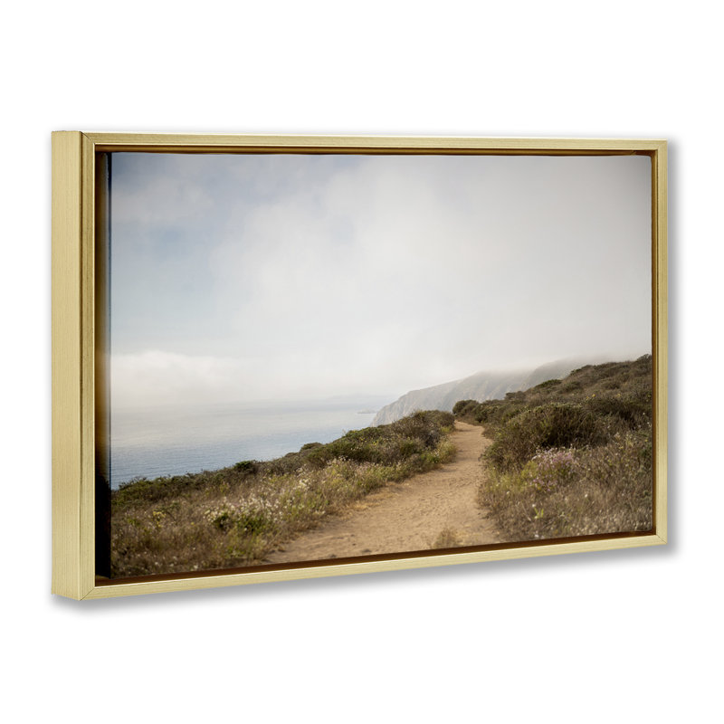  Toile flottante Wild Coast Pathway par Crystal Lynn Collins, H 21 po x l 31 po, Cadre flottant métallique doré