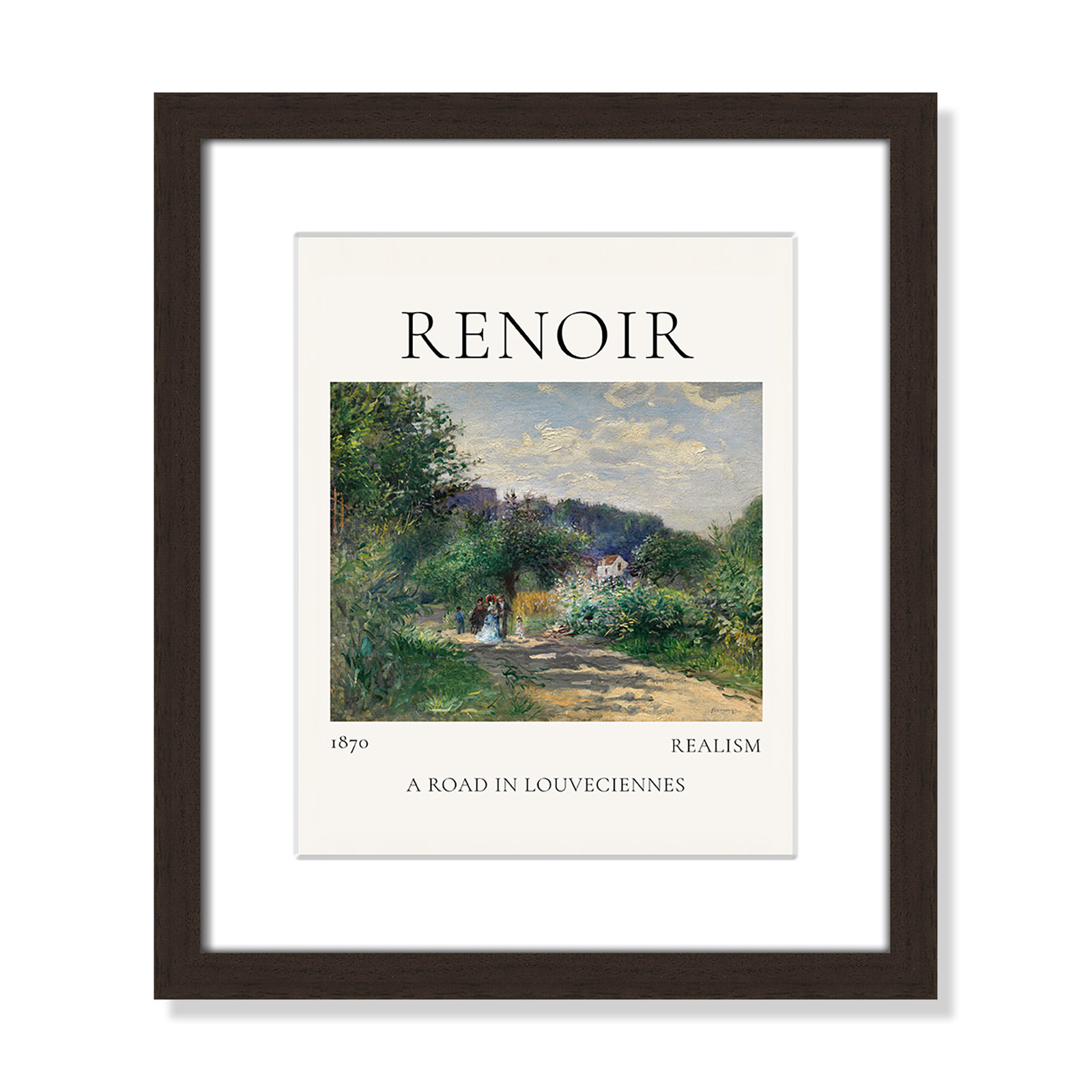 Old Masters Collection "A Road in Louveciennes" Print, Yes, 15" H x 13" W x 1.25" D, Walnut Single Picture Frame
