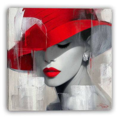 «Scarlet Hat Reverie», art mural sur toile
