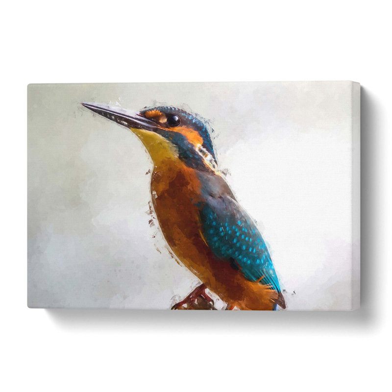Graceful Kingfisher Bird - Wrapped Canvas Painting, 35.6 cm H x 50.8 cm W