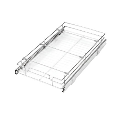 Pull-Out Cabinet Organizer 12.2"W x 20.98"D, Steel Sliding Drawers for Kitchen Storage, Durable Shelves for Base Cabinets, Chrome Finish, Ideal for Home, Bathroom, and Pantry Organization