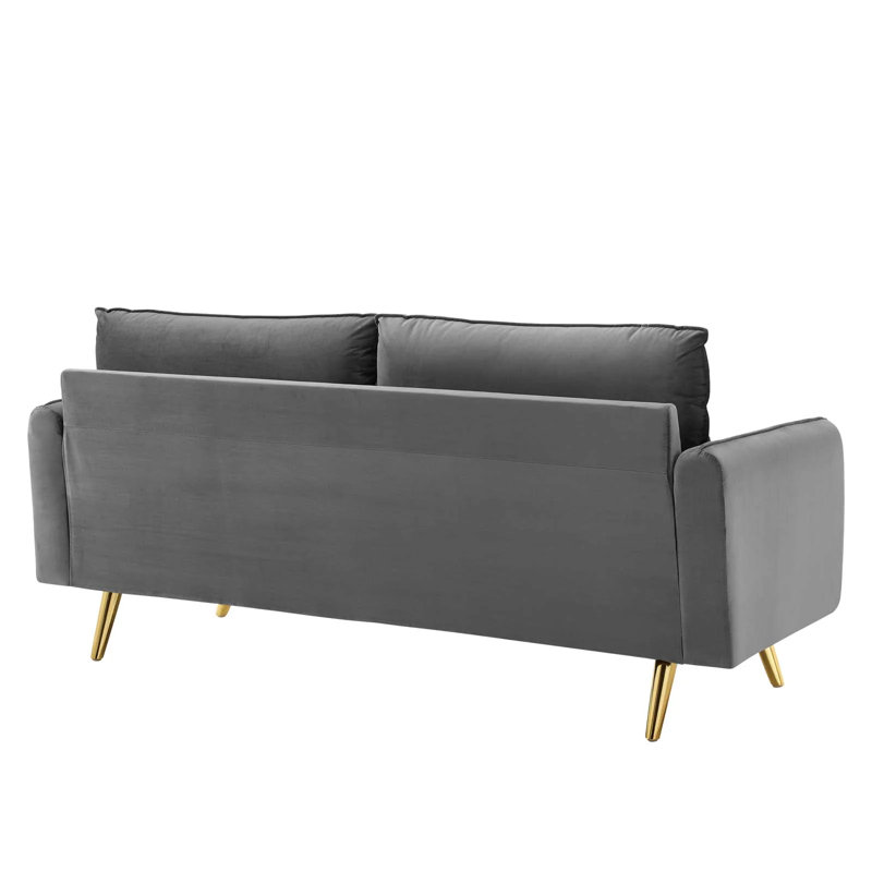 Audrey 72'' Velvet Sofa, Gray Velvet