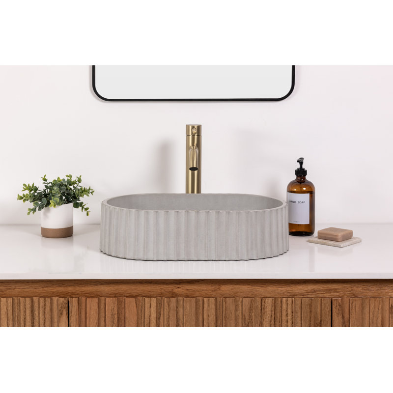 Lavabo vasque ovale cannelé Ventura, Natural Gray
