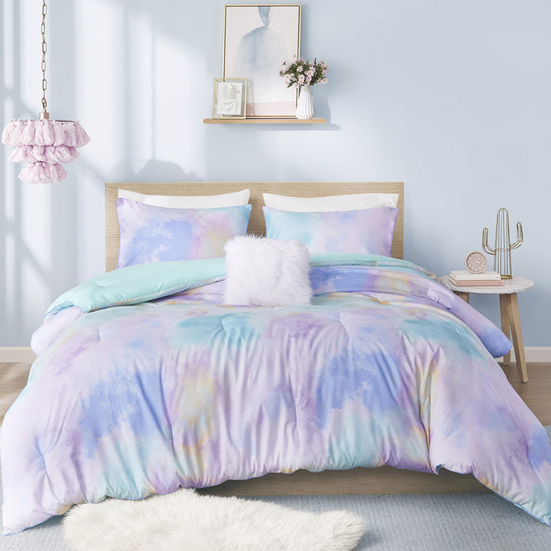 Colorful Twin/twin Xl Tie Dye Comforter With Microfiber Sham Watercolor Bedroom For Beds, Twin/Twin XL Comforter + 1 Sham