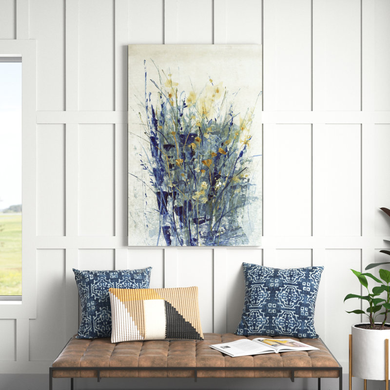 Indigo Floral II by Timothy O' Toole - Painting, 91cm H x 61cm W, Wrapped Canvas
