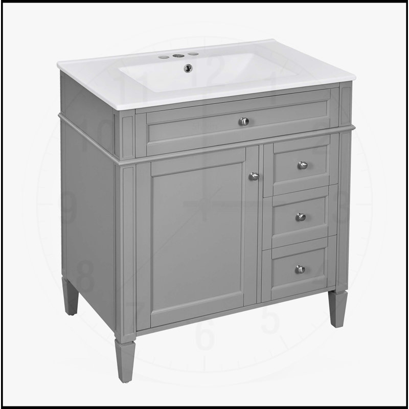 Meuble-lavabo de 30 po avec lavabo supérieur, Gris