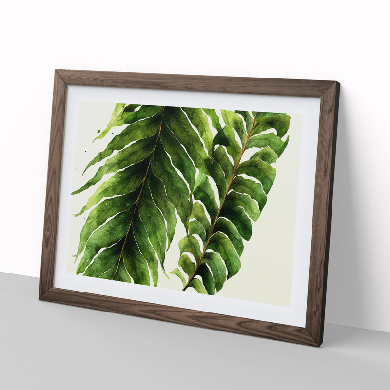 XH1022-9831X Fern Leaf Vol.3 - Single Picture Frame Print, 46cm H x 64cm W x 2cm D, Walnut Framed
