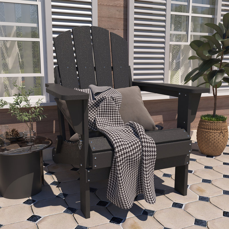 Chaise Adirondack pliable pour l'extérieur, Noir