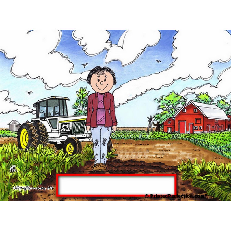 Personalized Farmer - Femelle, petit tracteur blanc porte-clés, Oui