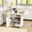 47" Wood Folding Dining Table with storage rack and cabinet, Removable Entryway Table with 6 Wheels