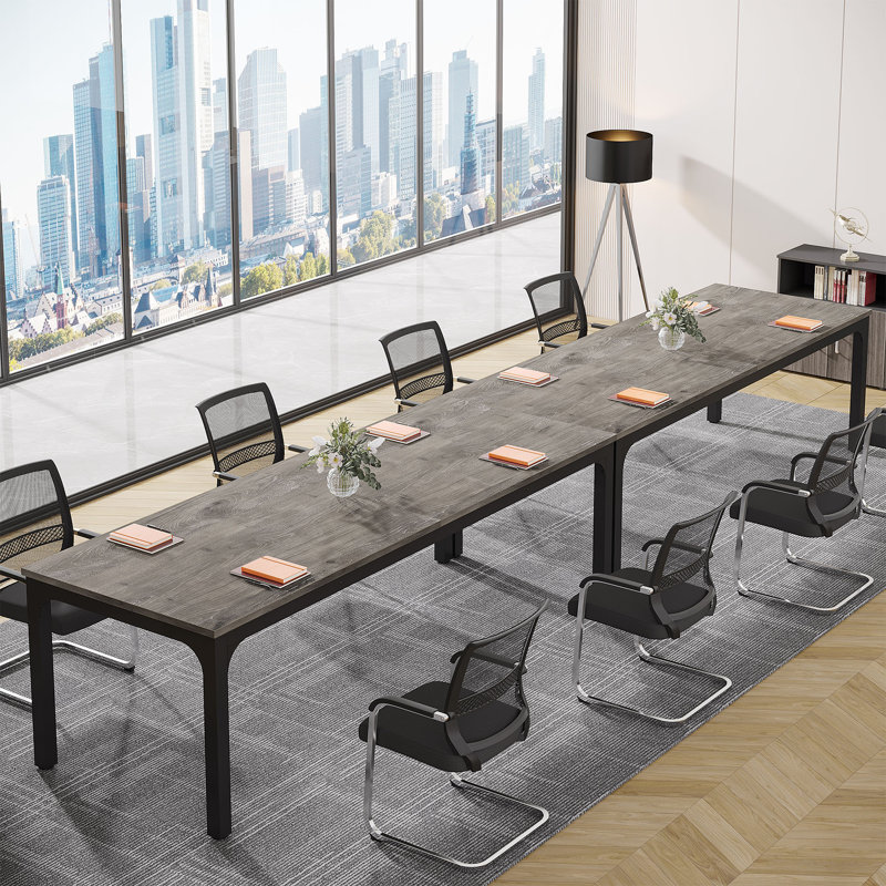 Mareme Rectangular Meeting Table, Gray/Black