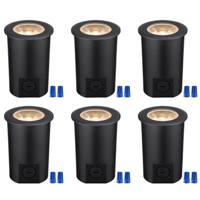 7W Low Voltage 5Cct Led In-Ground Well Lights, Outdoor Inground Landscape Lights, Black
