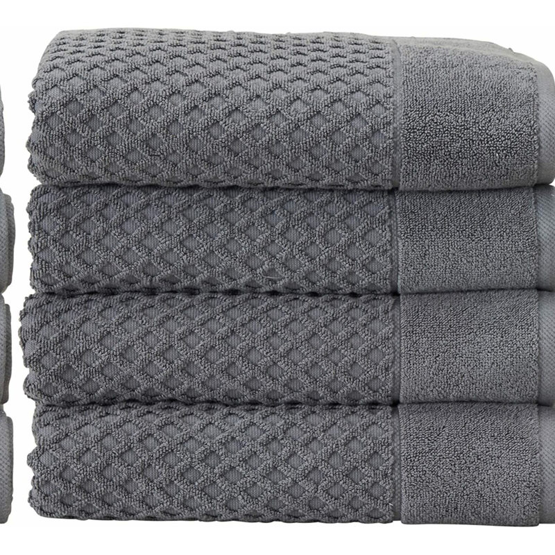 DiamondSoft 100% Cotton Gray Bath Towels - 4 Pack