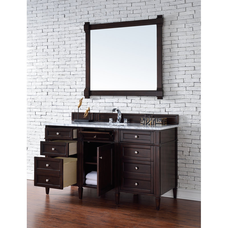 Brittany 60'' W Single Bathroom Vanity Base, Burnished Mahogany