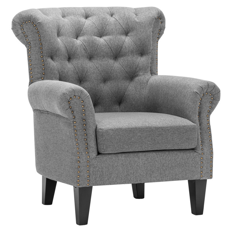 Abrielle Upholstered Wingback Chair, Gray