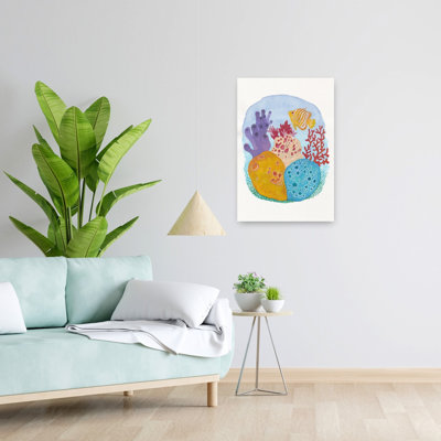 Colorful Coral Reef Colorful Peaceful Serene Fish Nature Ocean Wall Art Print 1 Piece Wrapped Canvas Wall Art