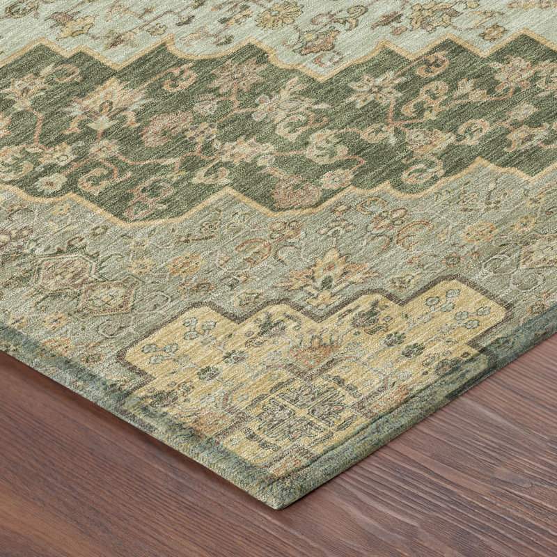 Tapis lavable à la machine intérieur / extérieur ACN2486, Basilic, 10 pi x 14 pi