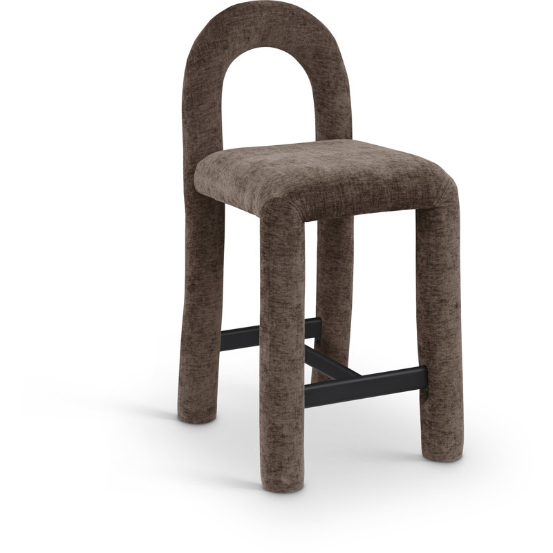 Amari Stool, Chenille Fabric, Brown