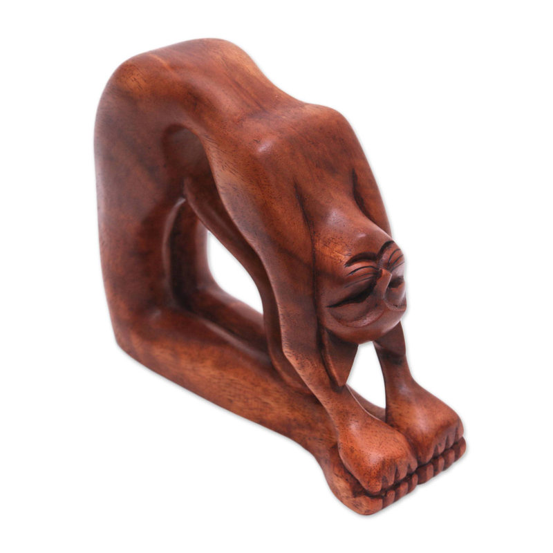 Figurine en bois ustrasana kitty Raelyn