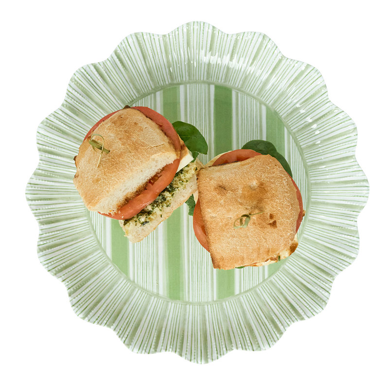 Cabana Stripe Melamine Dinner Plates, Seagrass/Ocean/Sunshine/Coral