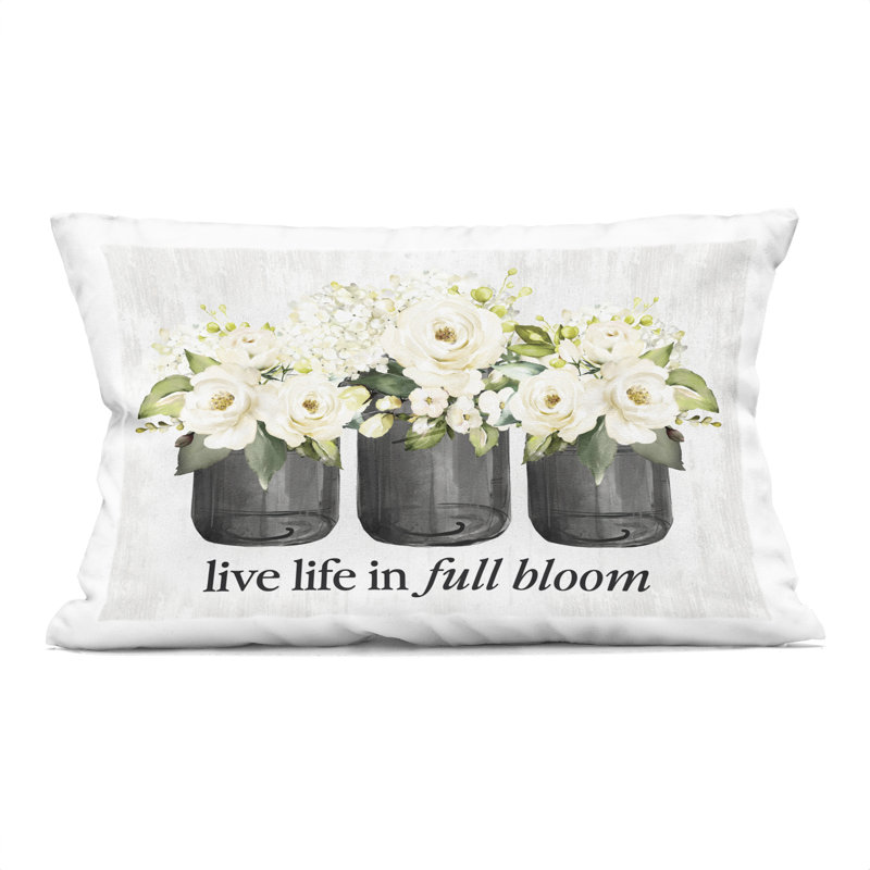 Coussin décoratif Life In Full Bloom, 1, Vert / floral 6, Rectangle H 14 po x l 20 po