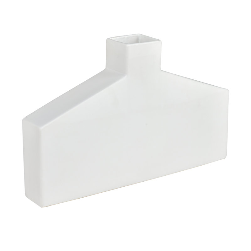 Vase Drue - court blanc mat, H 10,25 po x l 16,25 po x P 2,5 po, Blanc mat