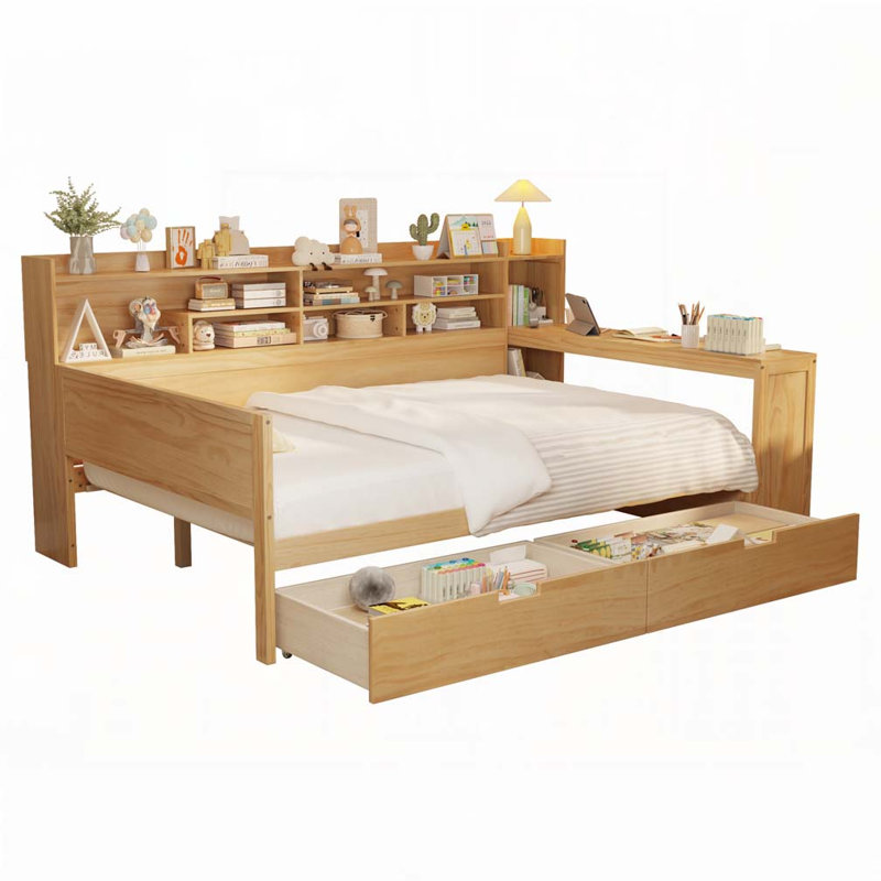 2-Drawers Storage Daybed, Natural, Full/Double