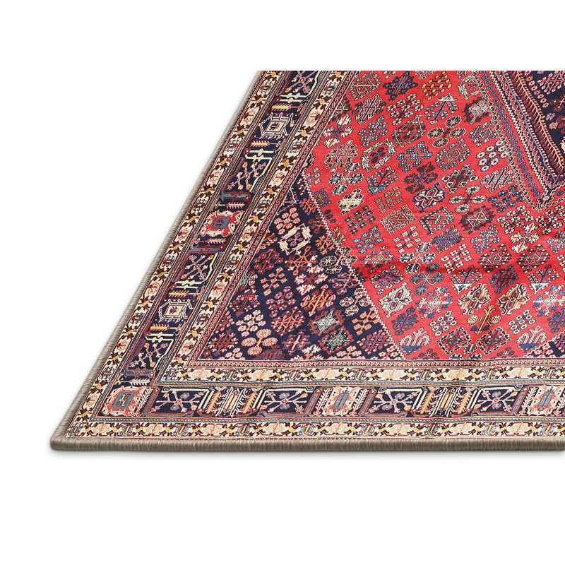 Tapis traditionnel rose / bleu marine, Rectangle 5 pi x 7 pi