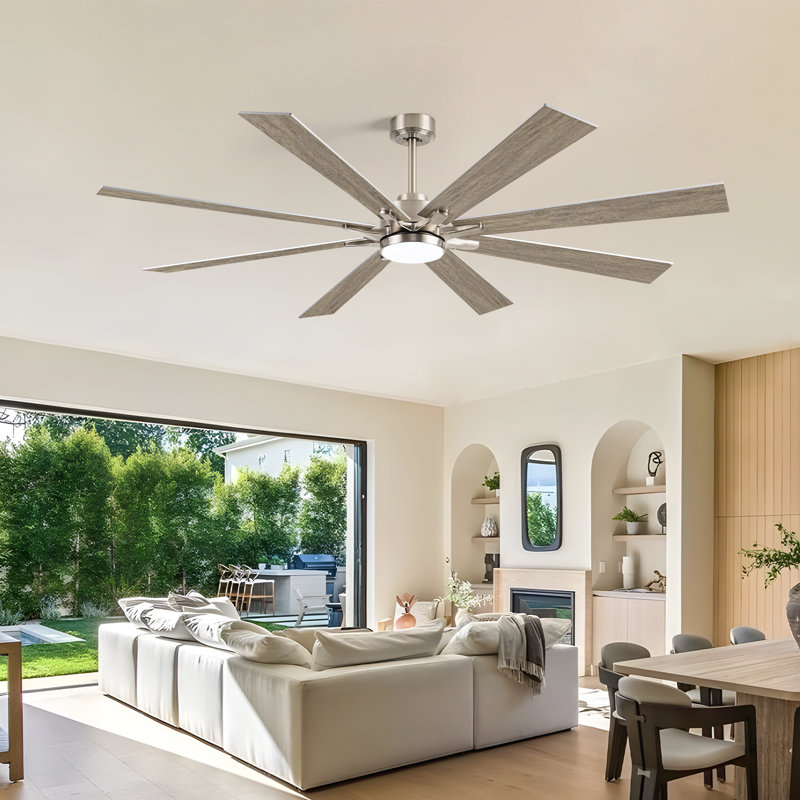 Ceiling Fan With Light, 8 Dual-finish Solid Wood Blades, Quiet Reversible Dc Motor, High Cfm, Remote Control, For Living Rooms & Covered