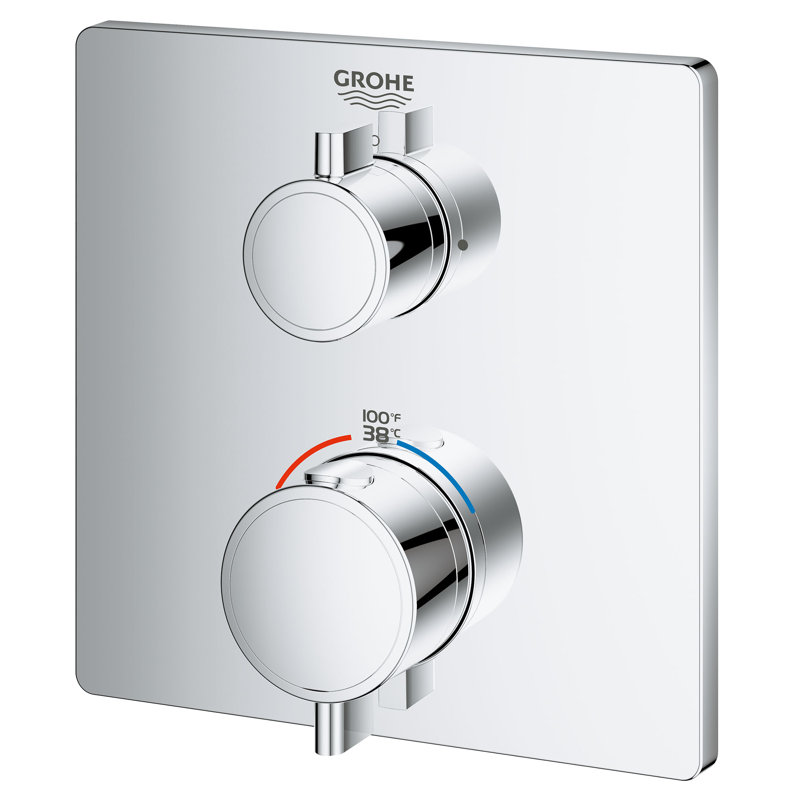 Garniture thermostatique à 2 poignées à deux fonctions Grohtherm®, Chrome StarLight