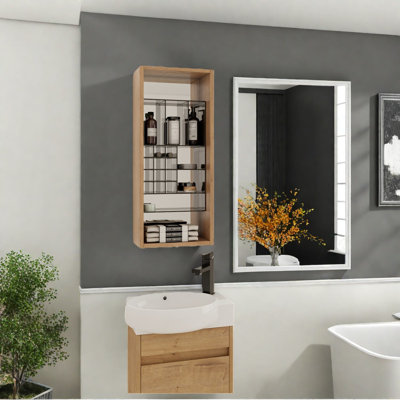 Armoires à pharmacie peu encombrantes, bois 12 po, rangement moderne pour salle de bain