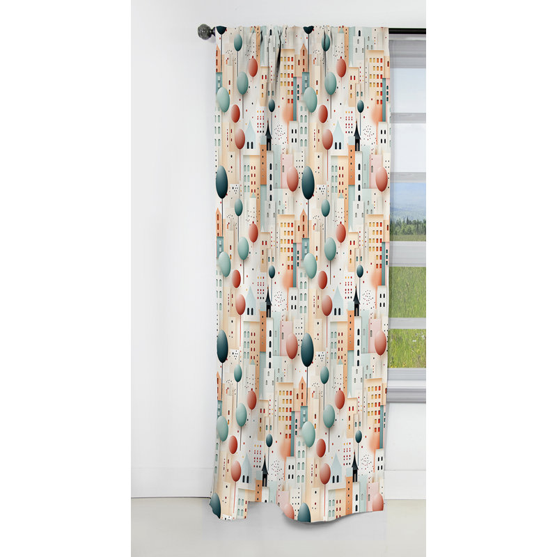 Motif de pois architecturaux Splendor à pois IV - Rideau occultant abstrait - 1 panneau, L 52 po x L 120 po
