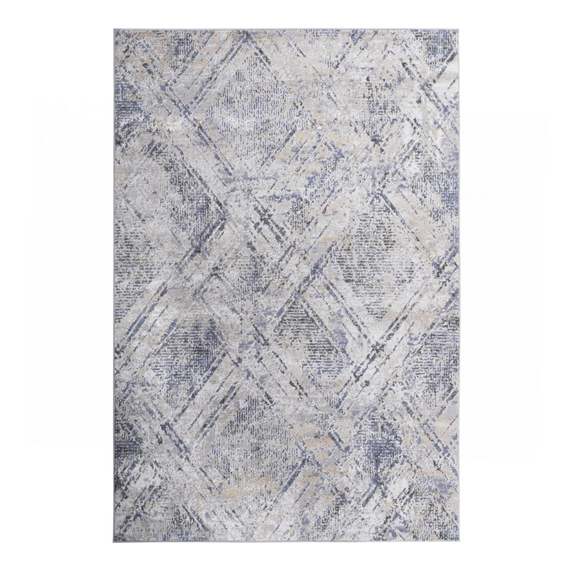 6X9 Blue/Grey /Geometric Non-Shedding Living Room Bedroom Dining Home Office Stylish And Stain Resistant Area Rug