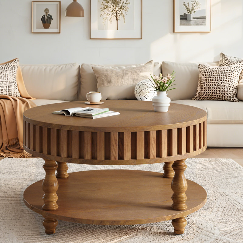 Table basse 31,5 "avec rangement rustique, Brun