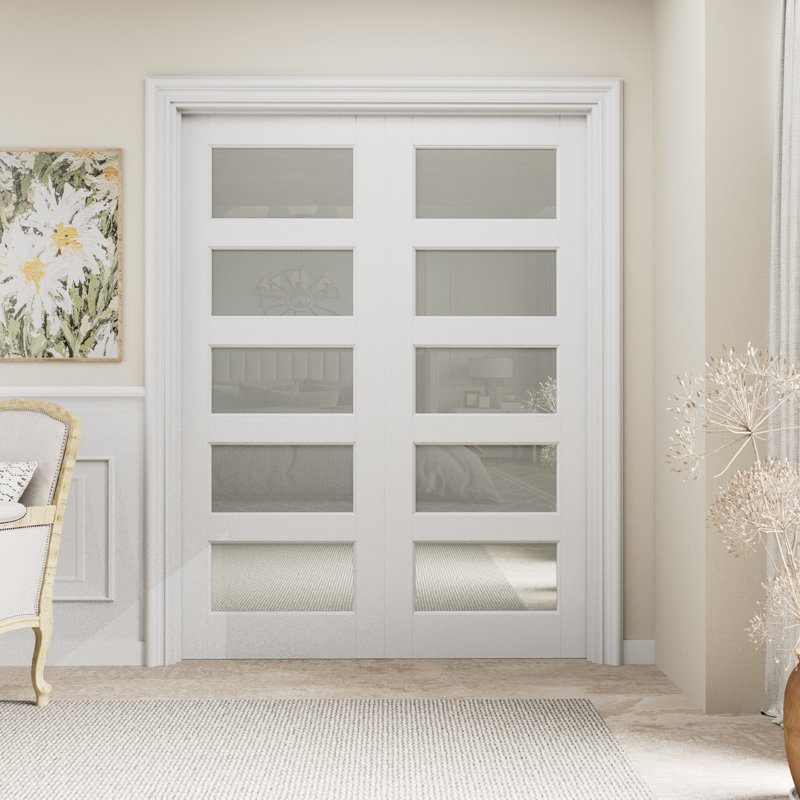 Intérieur double porte à dalle 80 / 96H 5 ’‘ 5-Lite, 60 po x 96 po
