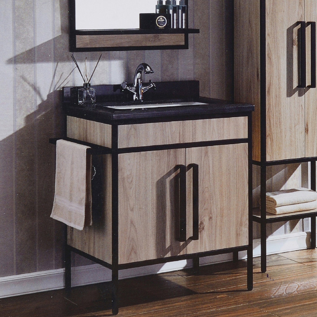 Gracie Oaks Donatelo 30.7'' Single Bathroom Vanity with Ceramic Top